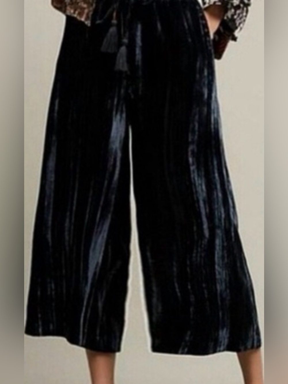 New Hei Hei Anthropologie Blue Velvet Womens Culottes Pants Pockets